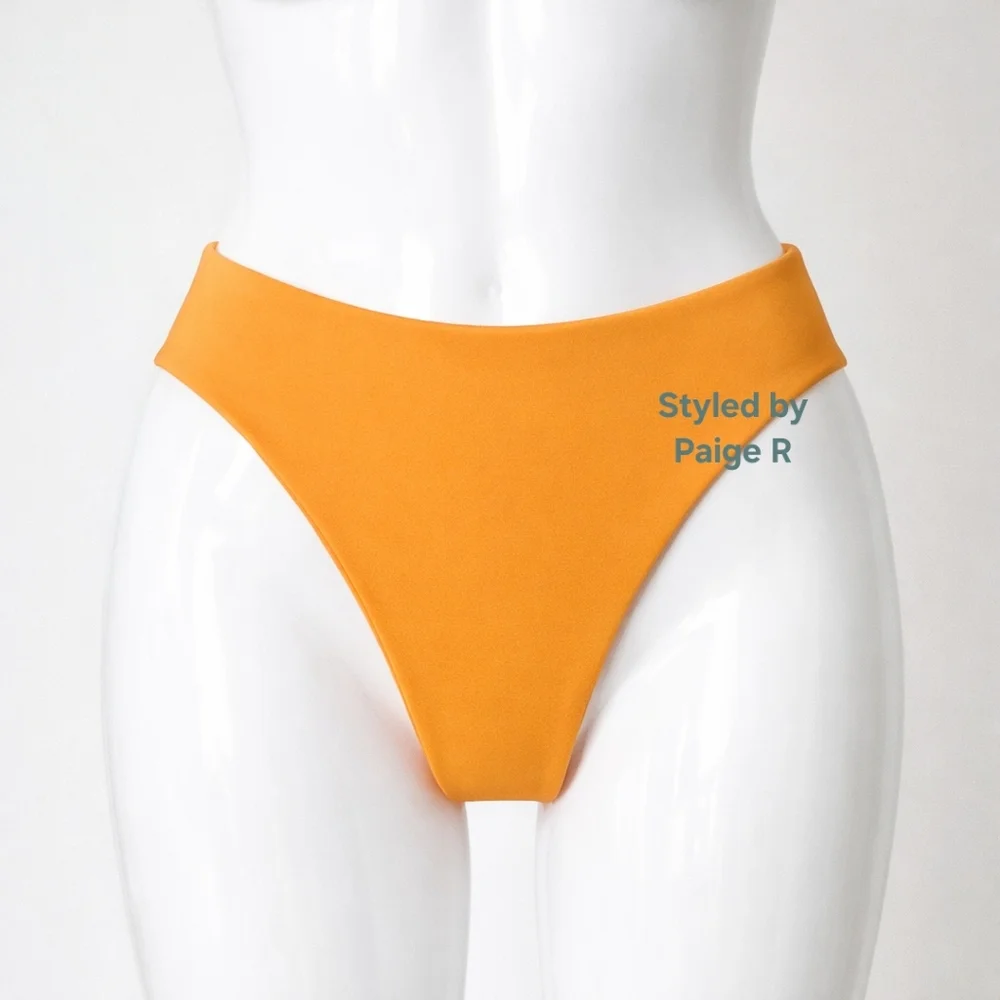 🧡NWT SKIMS Swim Mid Waist Bottoms Full Coverage Bikini Swimsuit ORANGE XXS